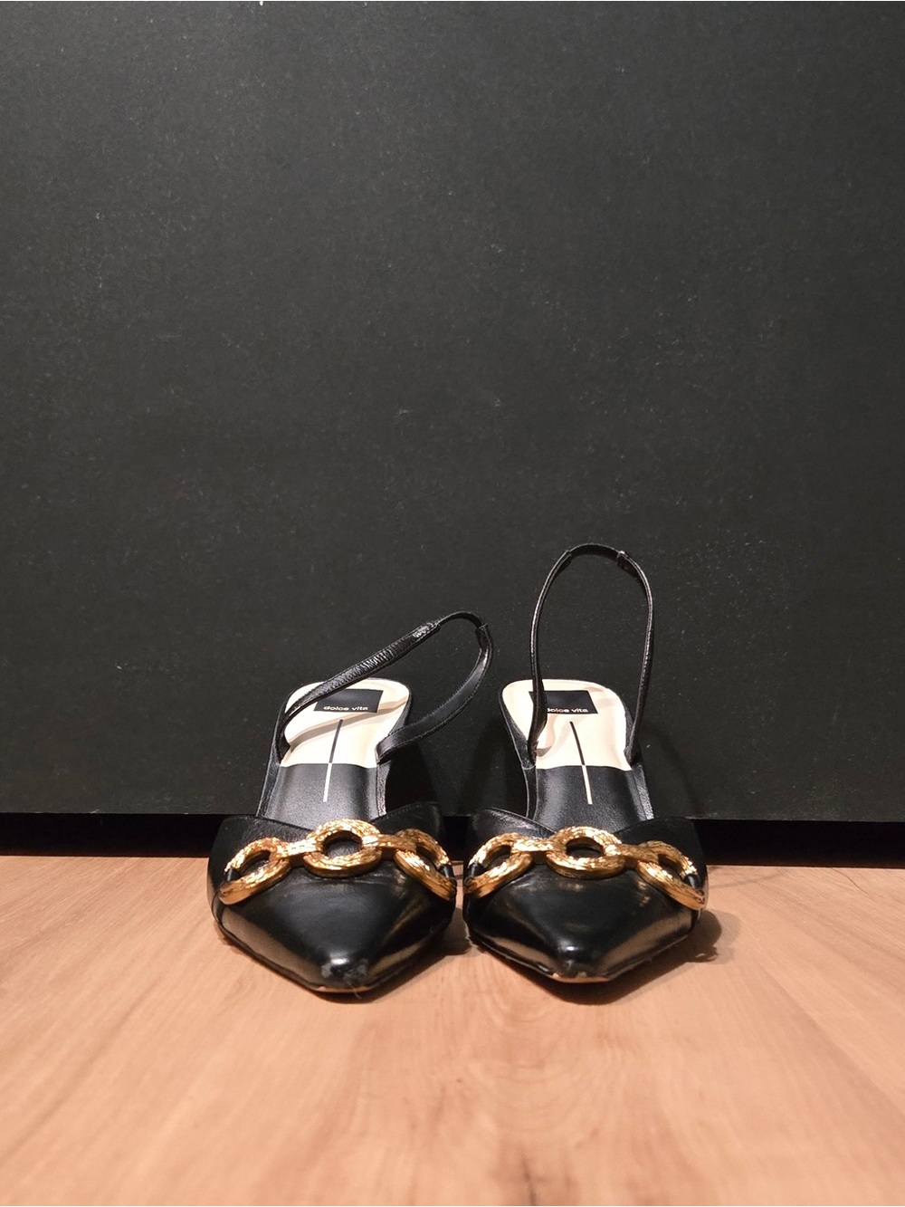 dolce vita | haylee slingback pump | pointed toe | low heel | gold | US 12 - Picture 2 of 11